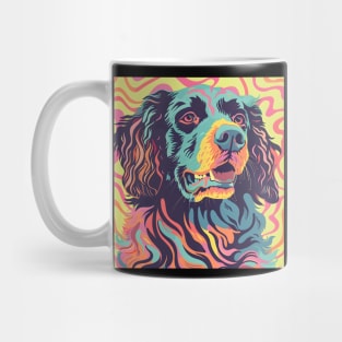 70s Curly-coated Retriever Vibes: Pastel Pup Parade Mug